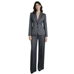LOFT Gray & Light Blue Pinstripe Two Piece Pantsuit Set